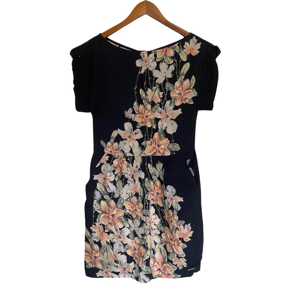 Farm Rio Black Floral Skater Dress Women’s M